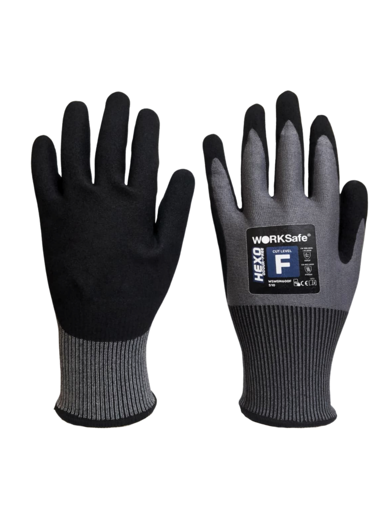 WORKSAFE HEXO NITRILE PALM COATED, ODOUR-FREE, CUT F GLOVES - WORKSafe